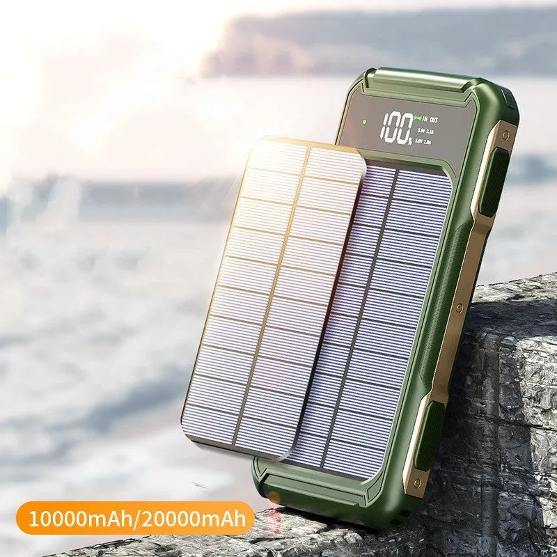 Military grade power bank in black, green, or orange colours showing size and USB port.
