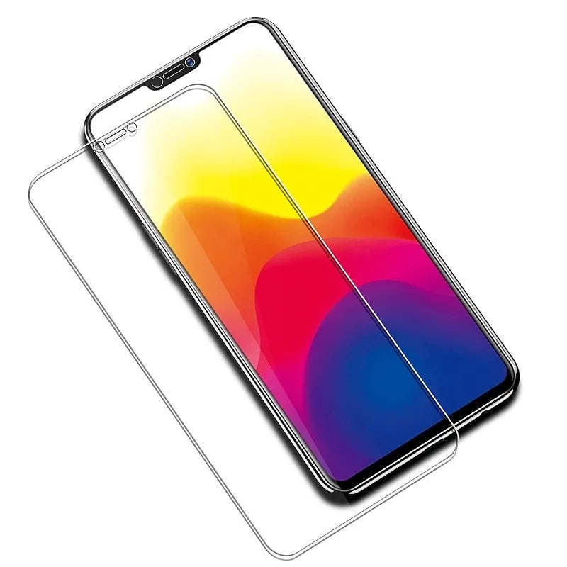 HD tempered glass screen protector for Samsung mobile phones on a display