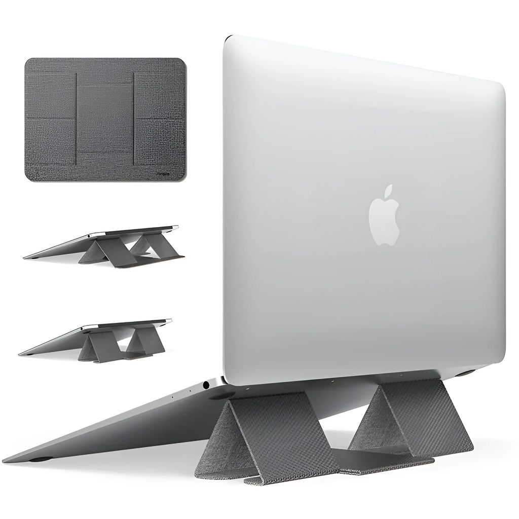 Ringke Folding Stand2 grey notebook stand with PU and metal construction, 210x160mm