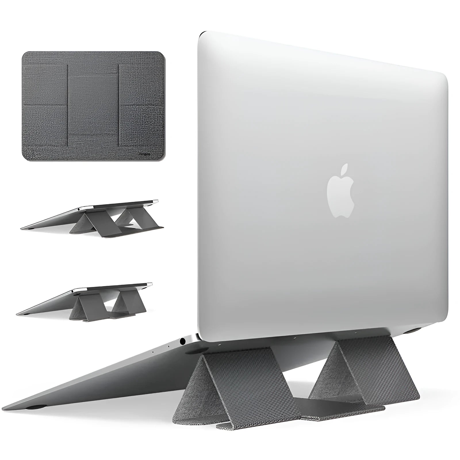Ringke Folding Stand2 grey notebook stand with PU and metal construction, 210x160mm