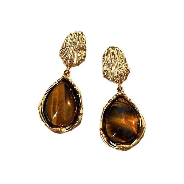 Women's geometric holiday earrings in alloy with electroplated finish and tassel elements