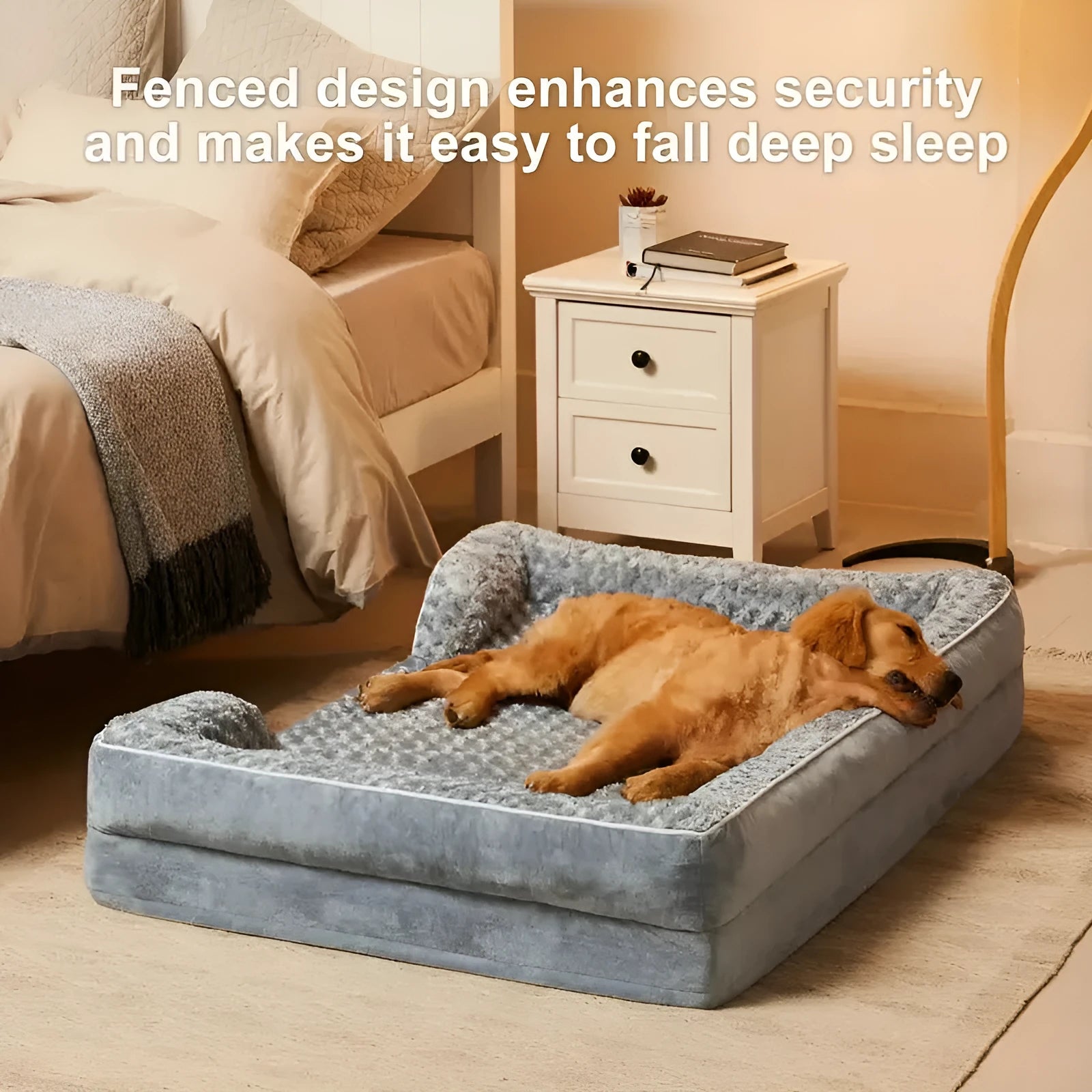 Waterproof removable washable dog kennel pad in brown, dark grey or light grey showing four size options