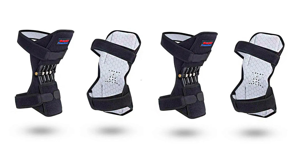 Adjustable spring knee brace support for mountaineering and sports activities with breathable fabric