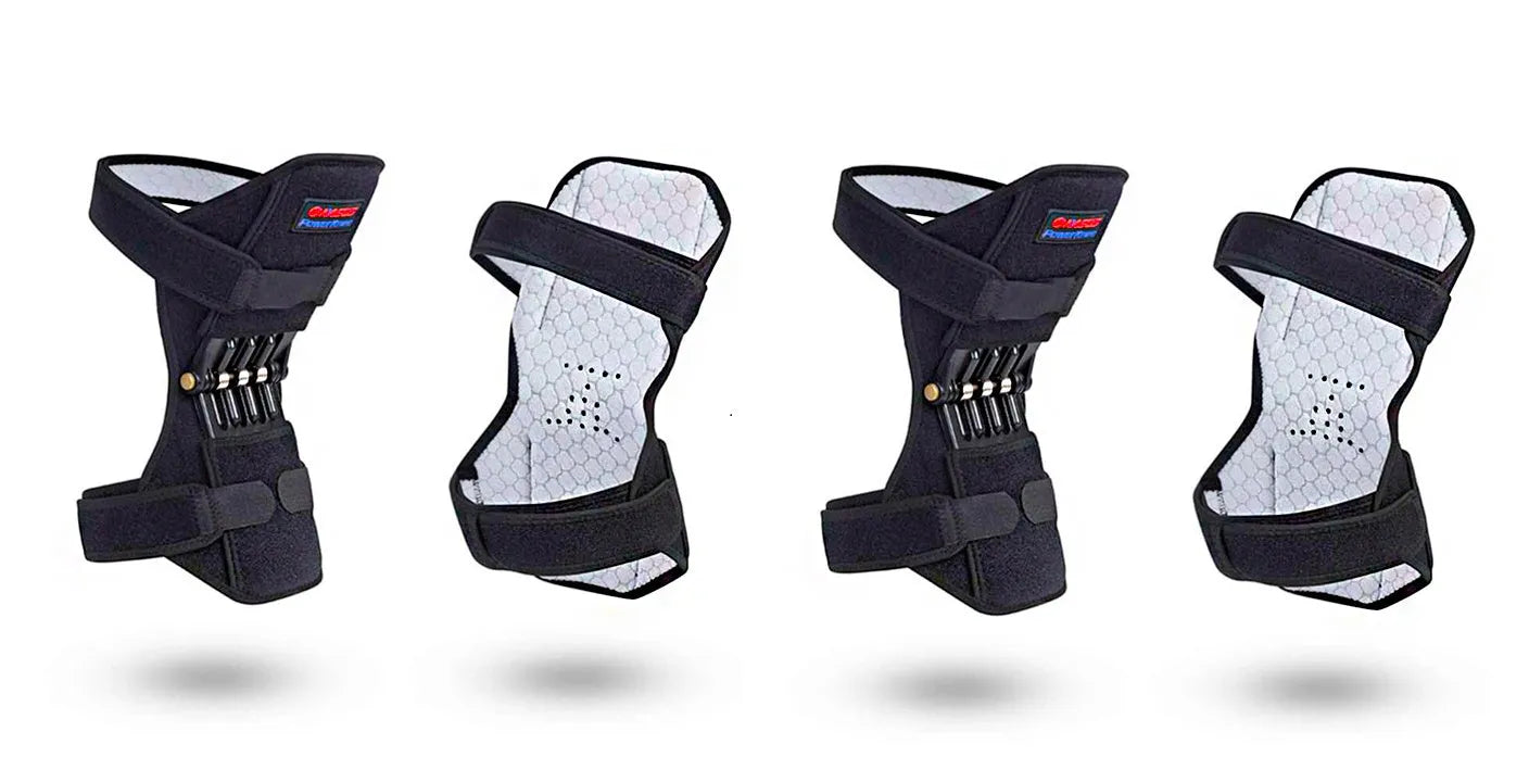 Adjustable spring knee brace support for mountaineering and sports activities with breathable fabric