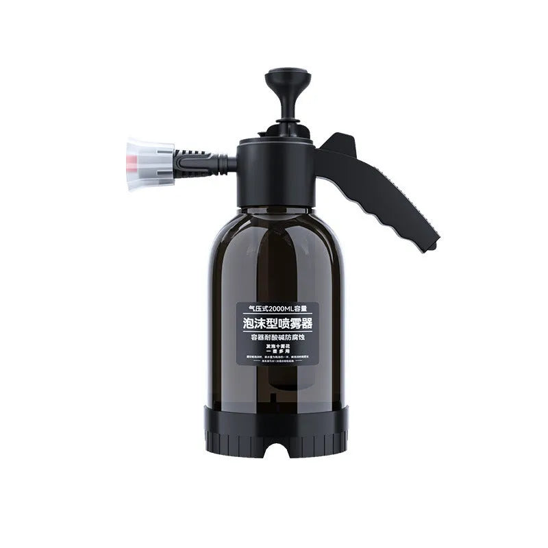 Black 2L foam watering can sprayer with switch lock and aluminium rod for garden and car cleaning