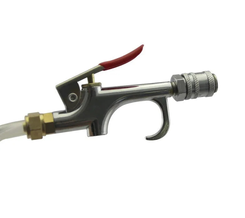Pneumatic automatic transmission oil changer tool with fluid tank.