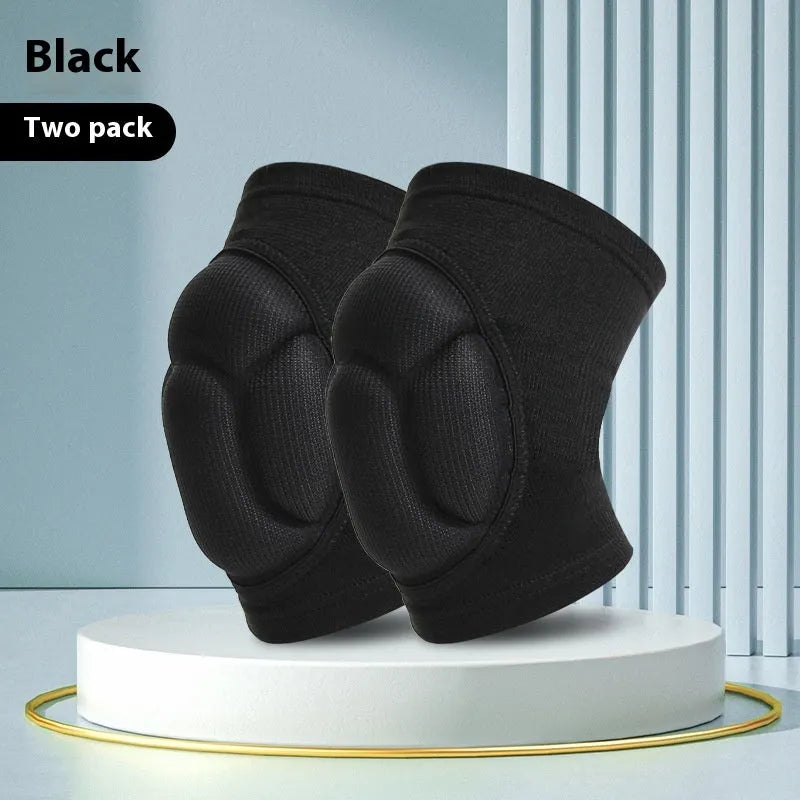 Black and blue thick sponge dance kneepads with anti-collision protection for sports