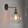 20cm diameter retro round ball glass wall lamp with aluminium holder in amber, smoky grey or clear colour.