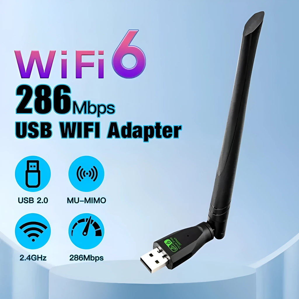 Black USB WiFi6 wireless network card for desktop PC and laptop computers