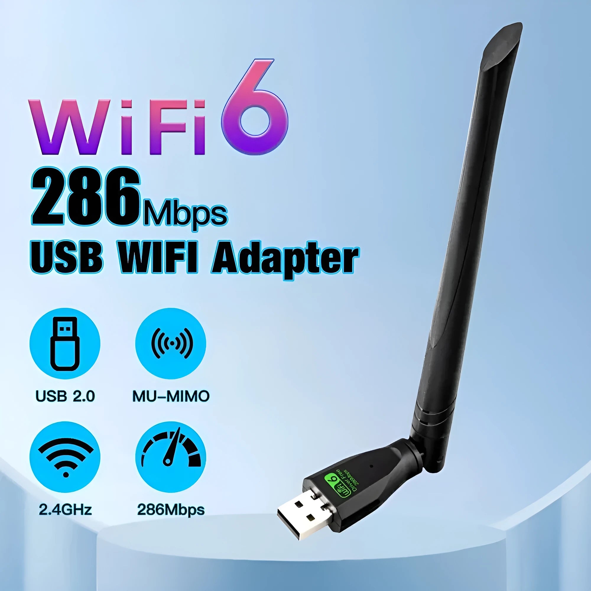Black USB WiFi6 wireless network card for desktop PC and laptop computers