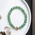 Natural green strawberry quartz 7.5mm bead hand-woven women's bracelet geometric Chinese-style design.
