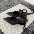 Women's black lace-up high heels with special-shaped root design showing cowhide upper and adjustable closure