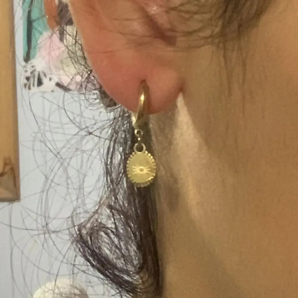 Stainless steel geometric earrings with ellipse design for women's office wear