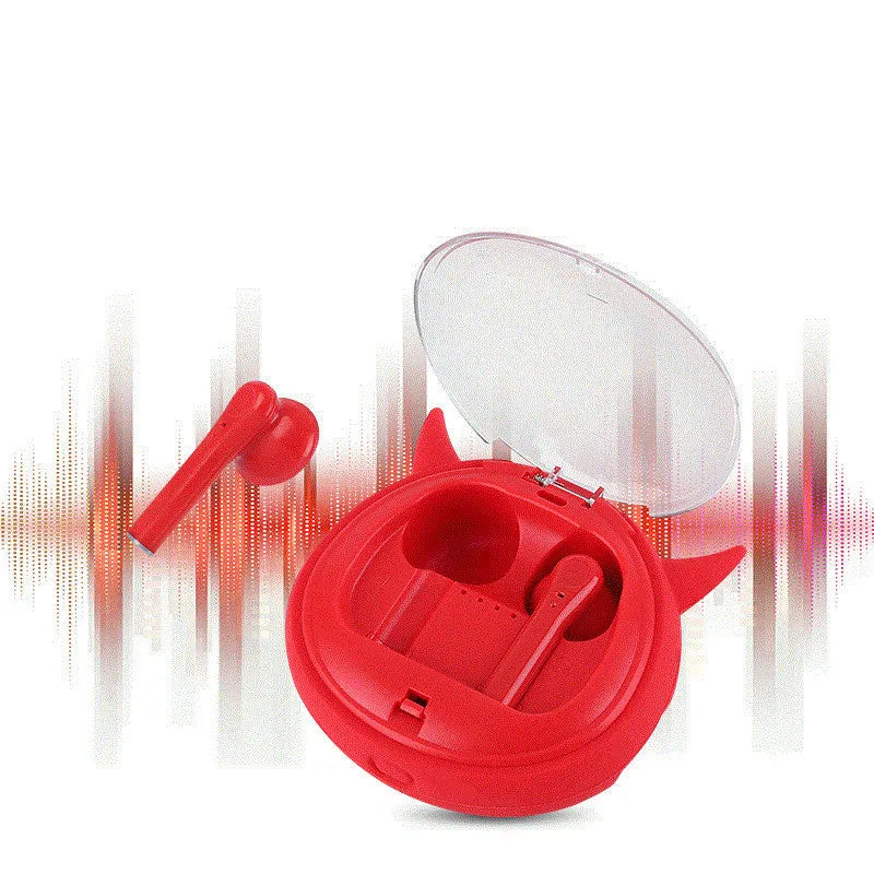 Macaron red TWS 5.0 wireless Bluetooth in-ear headset with charging case
