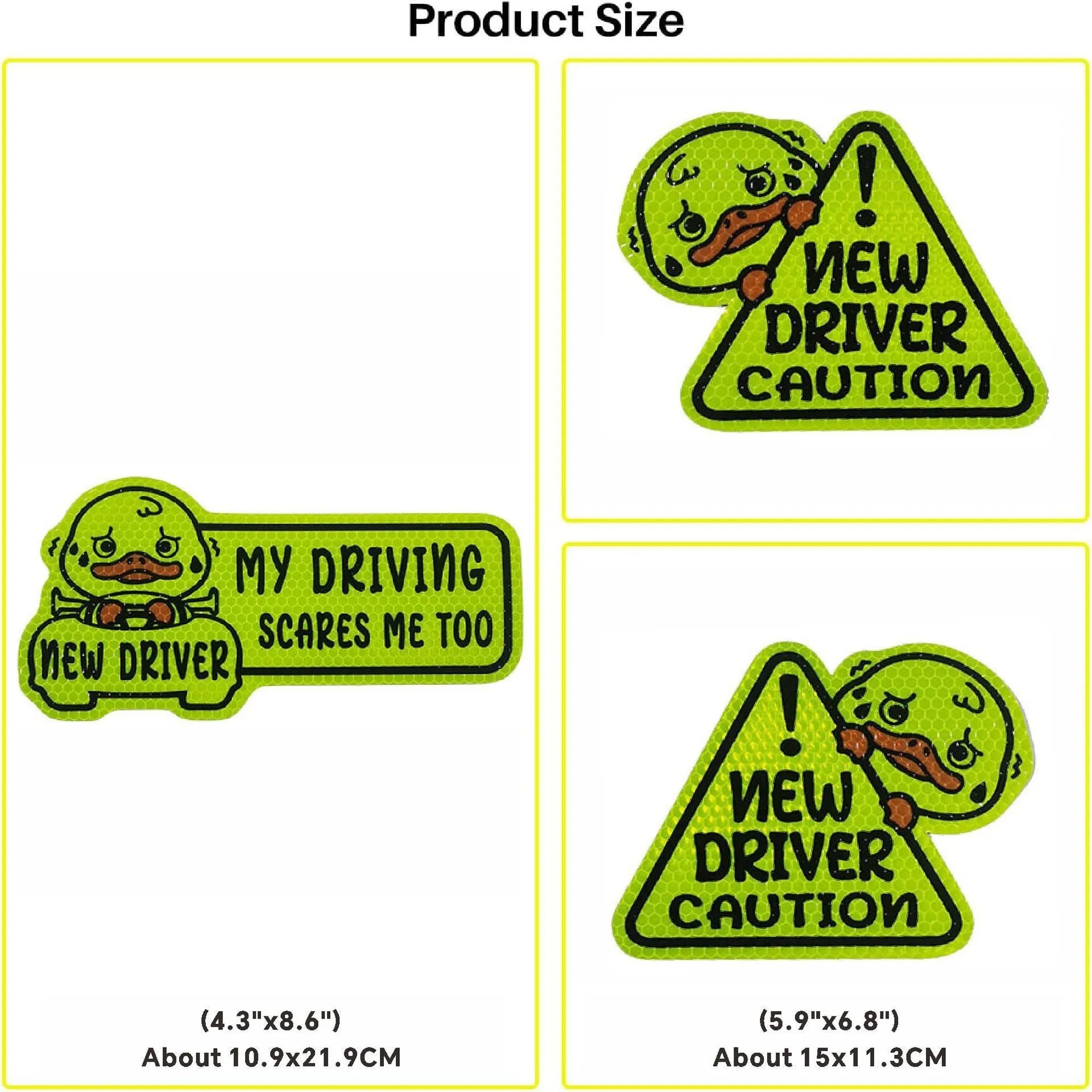 Set of three reflective magnetic stickers with animal designs for car decoration