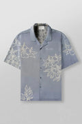 Men's loose fit short sleeve top with floral printed pattern in polyester fabric