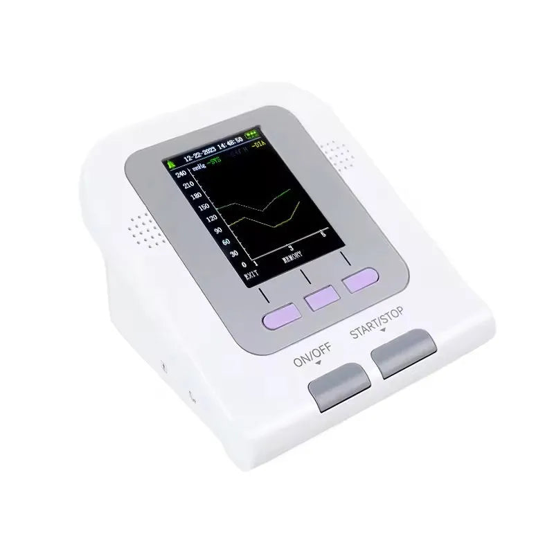 CONTEC08A Vet digital blood pressure monitor with colour screen and animal cuff on a table.