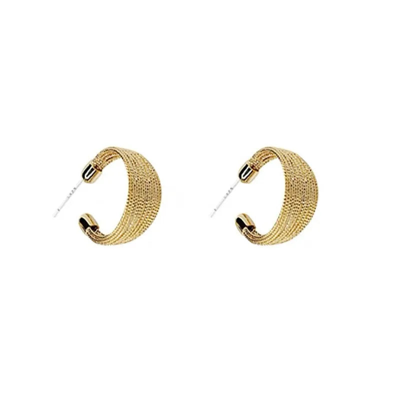 Copper geometric stud and clip earrings with silver and gold electroplated finishes