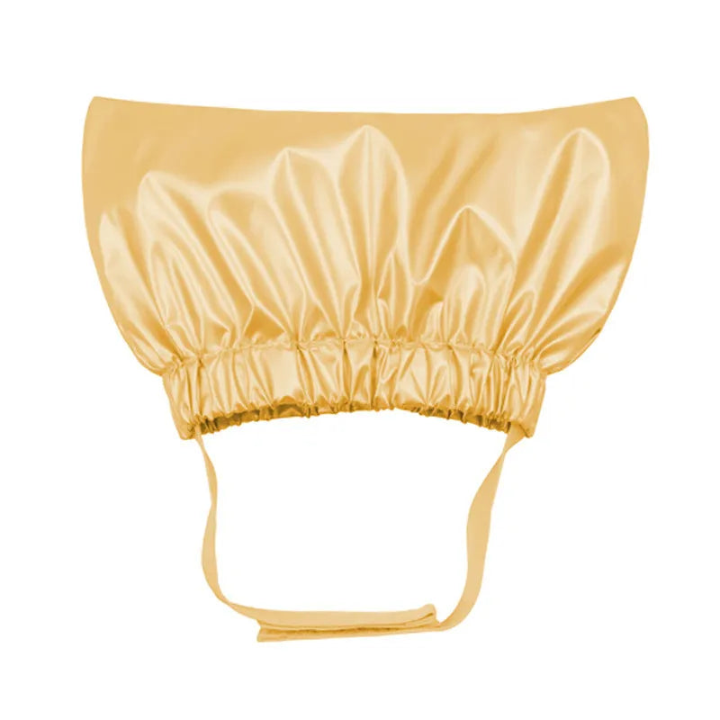 Pet shower cap for dogs and cats in gold colour with adjustable ear protection