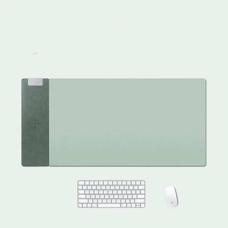 15W fast charging mouse pad with wireless charging desk mat in PU colour changing leather, 818x388mm