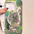 Retro oil painting jungle bird acrylic phone case with magnetic suction bracket in frosted finish for Apple iPhone