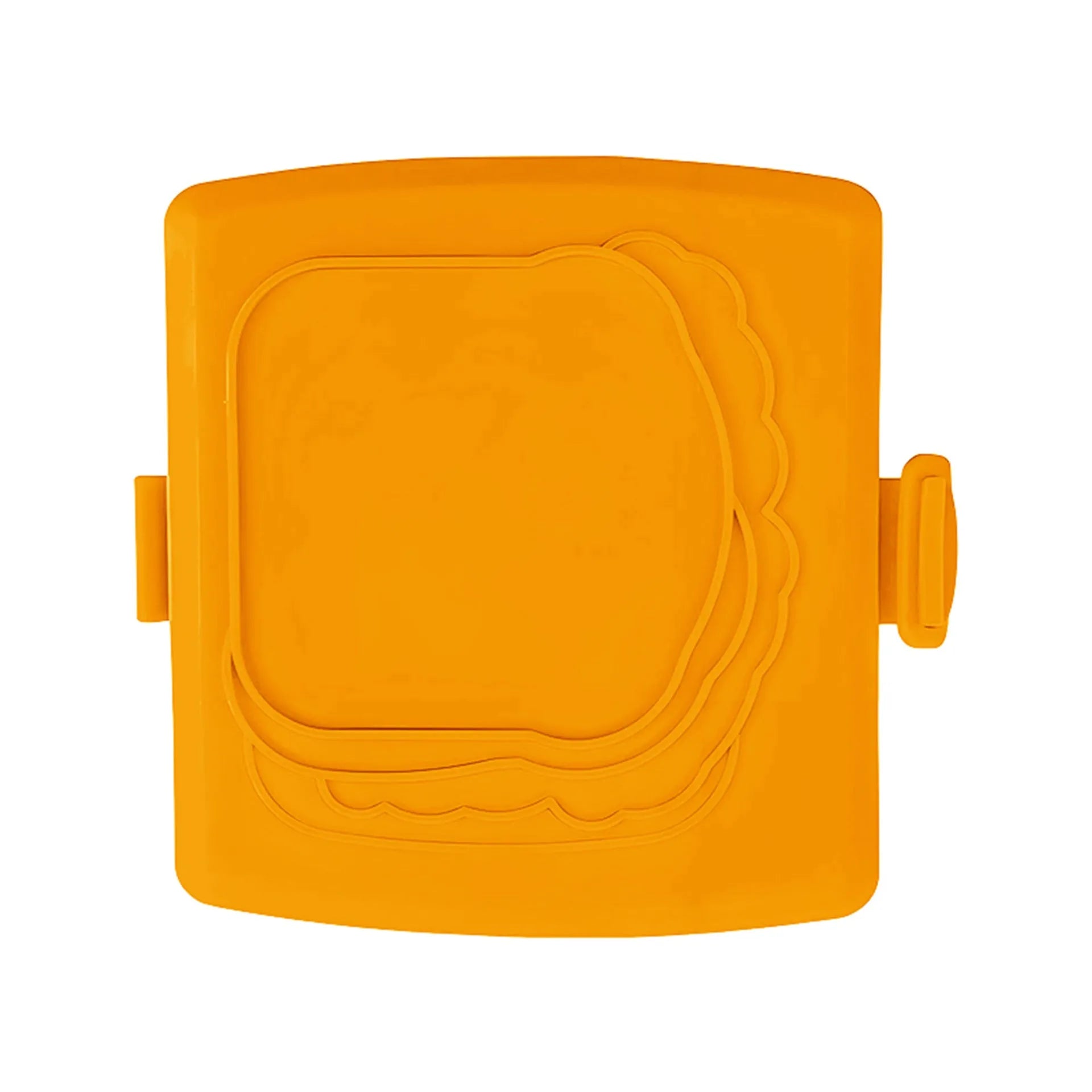 Red silicone baking tray with matching hand clamp set for anti-scald kitchen protection