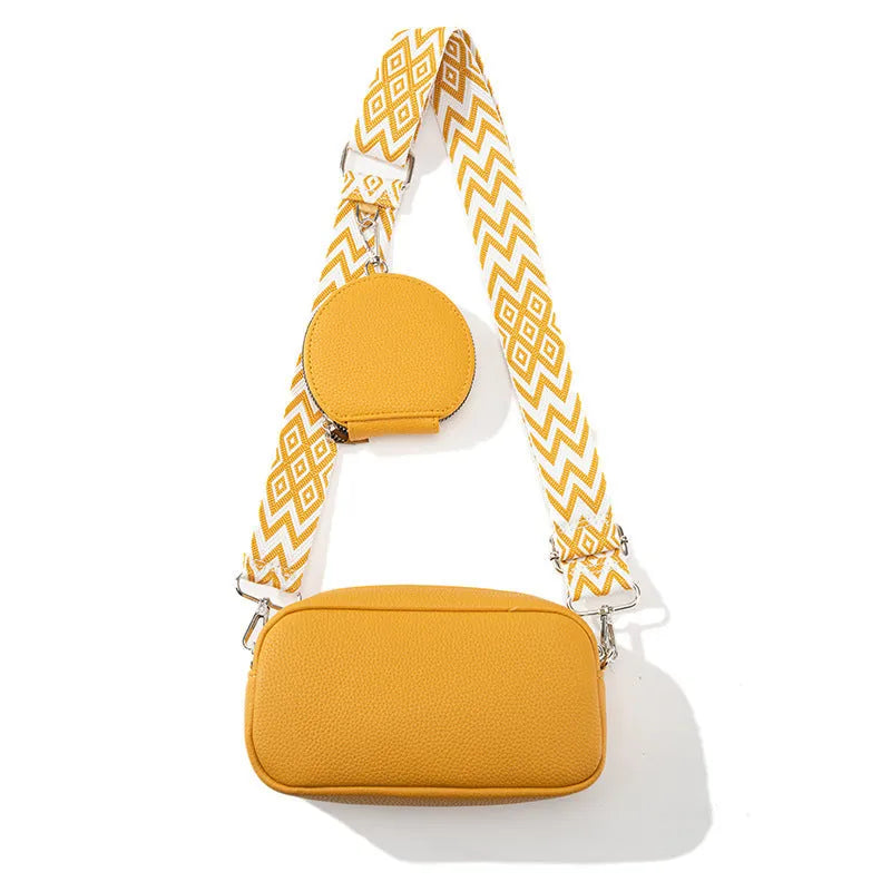Soft PU one-shoulder crossbody bag for women in a horizontal square shape, shown in various colours.