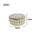 French gold metal jewellery box with crystal glass transparent lid, European style decorative design