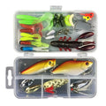 Junior fishing lure suit showing soft plastic baits organised in blue PP plastic storage tackle box