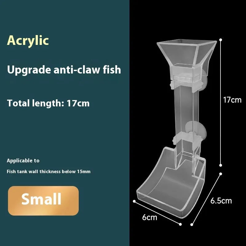 Plastic aquarium fish feeding dish set with tube, cleaning brush and spoon in 17cm, 28cm, 38cm sizes.