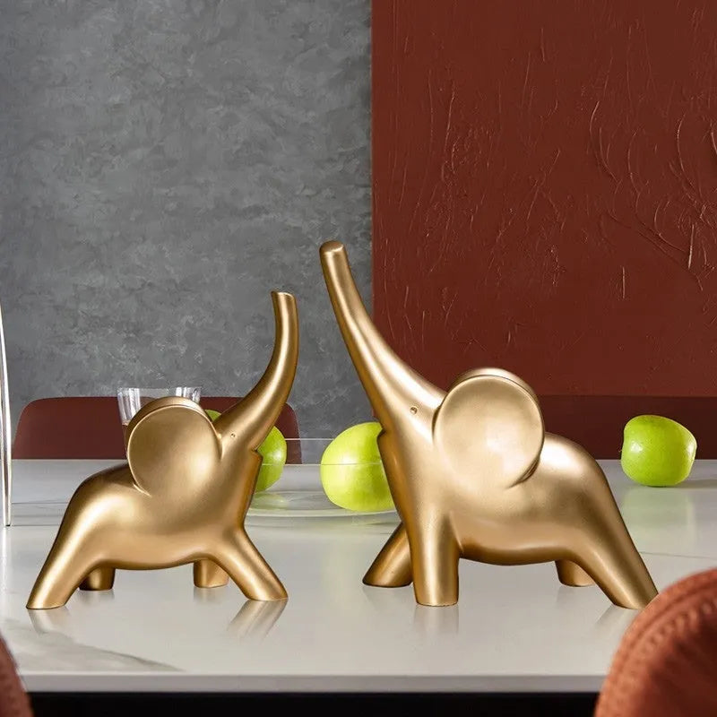 Resin elephant ornament figurine in modern simplicity style available in rose gold or white colour options