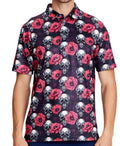 Men's grey short sleeve top with a raised 3D printed graphic pattern and silver zip detail on the chest.
