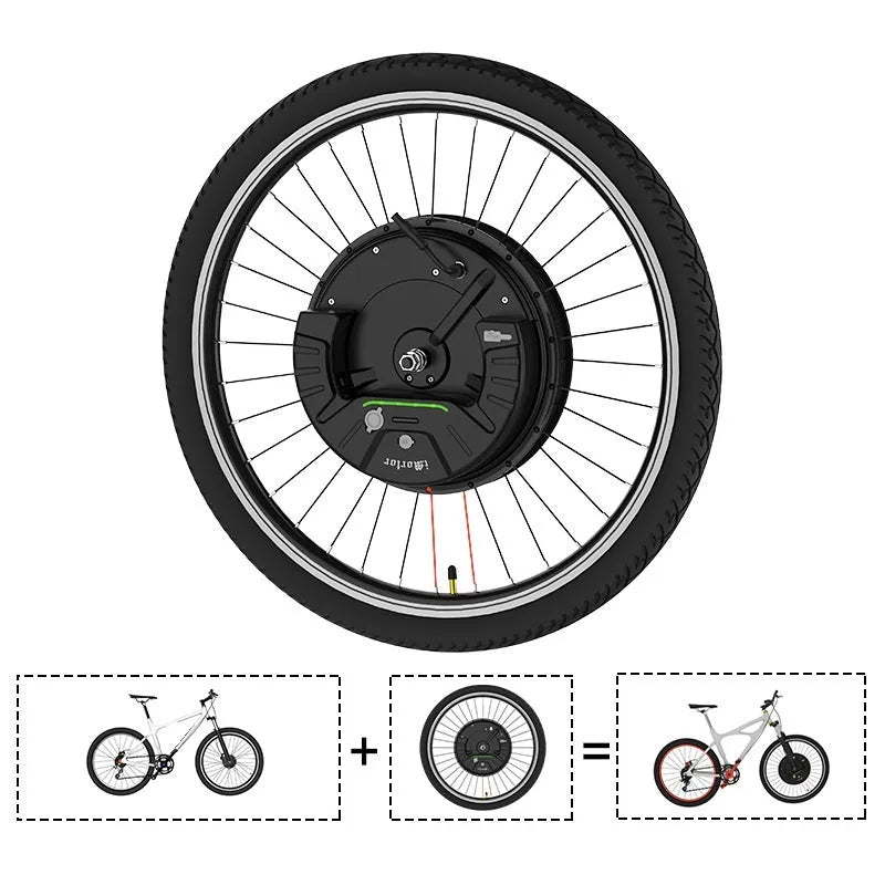 Black alloy hub motor wheel for electric bicycle conversion kit, Imotor 3.0.