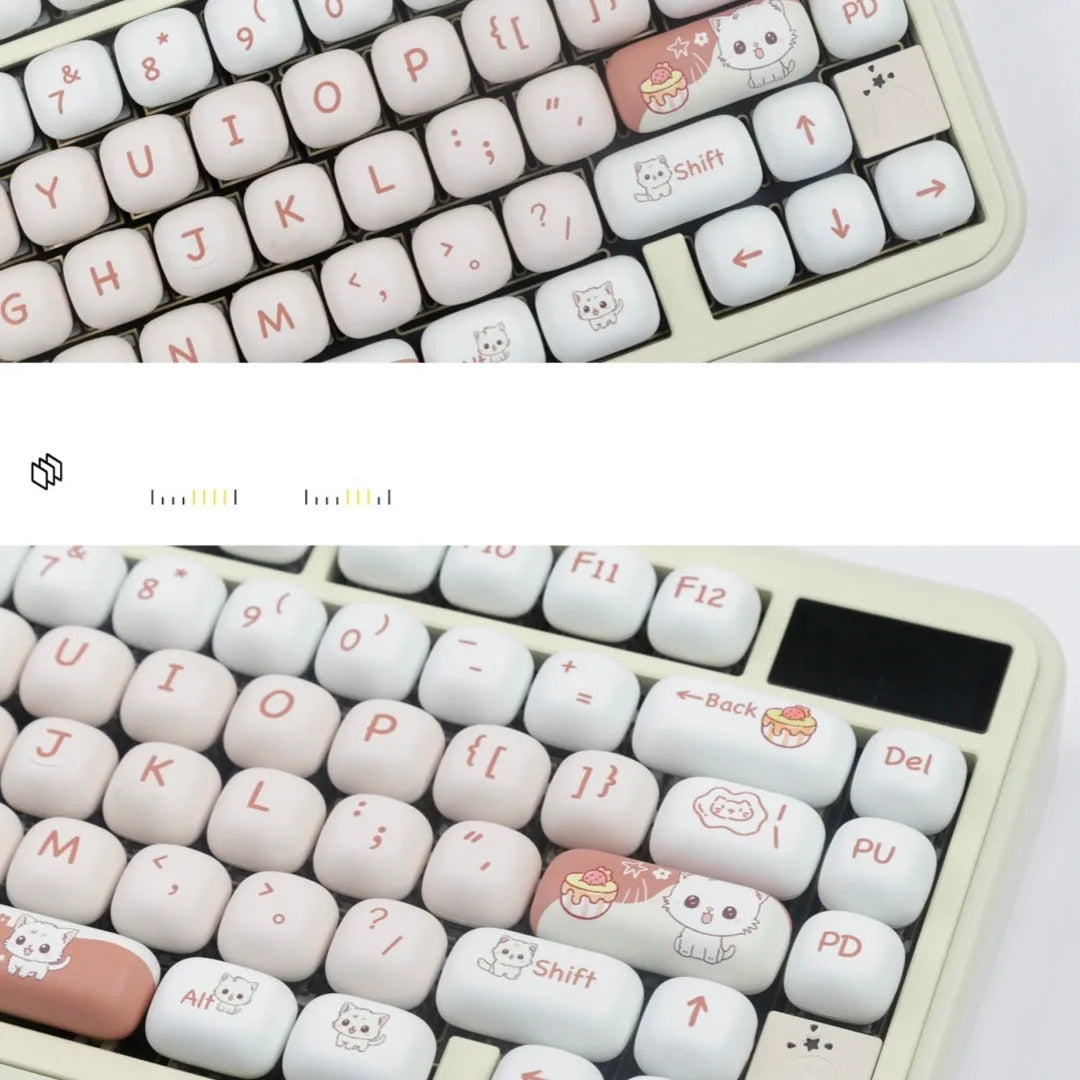 Dessert cat cartoon mechanical keyboard key cap set with MOG round design