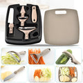 Green three-piece stainless steel kitchen cutter set with wheat straw board, fruit knife and peeler combination