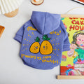 Blue and purple cartoon printed cotton pet hoodie for dogs and cats in winter