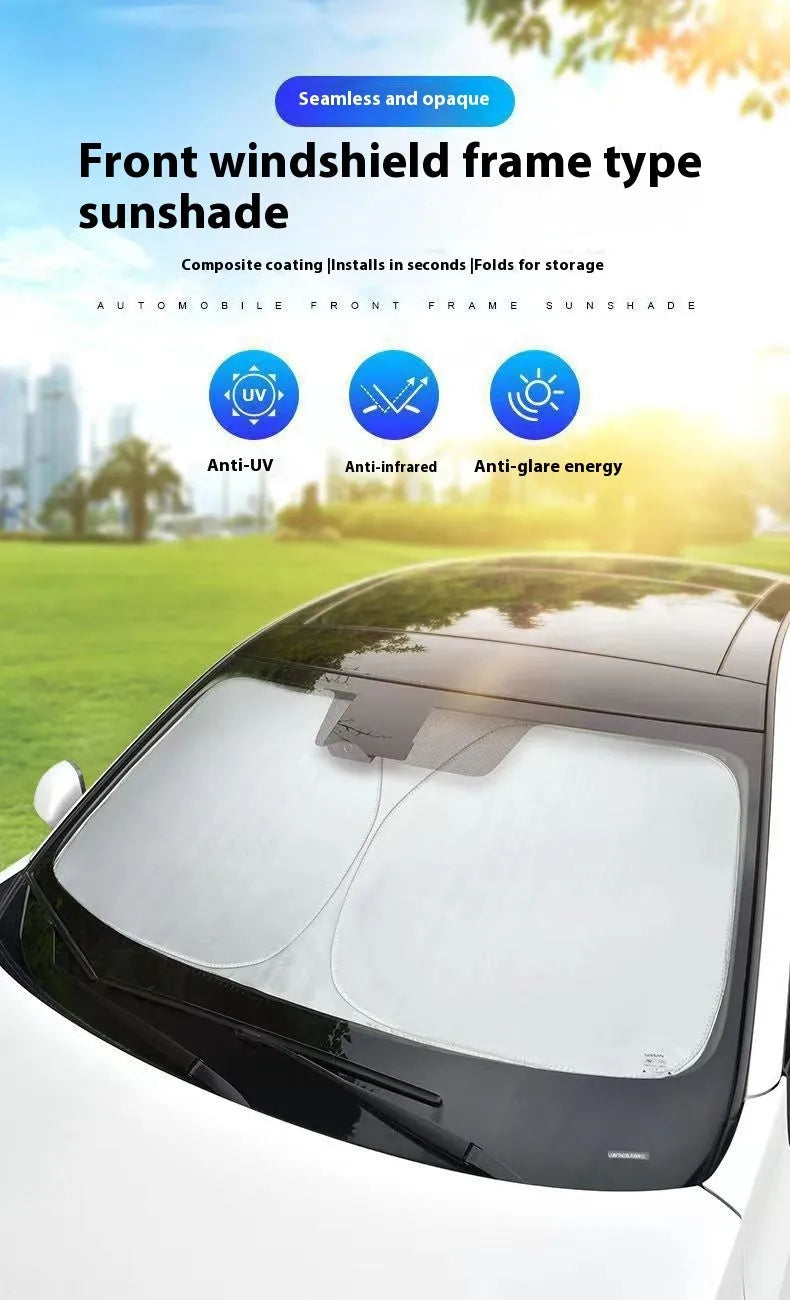 Aluminium foil car sunshade in titanium silver colour showing reflective surface