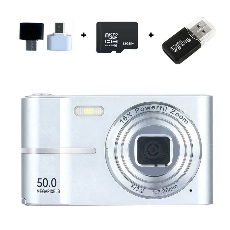 HD 4K mini digital camera in black, green, pink, or white with 90.3mm compact dimensions