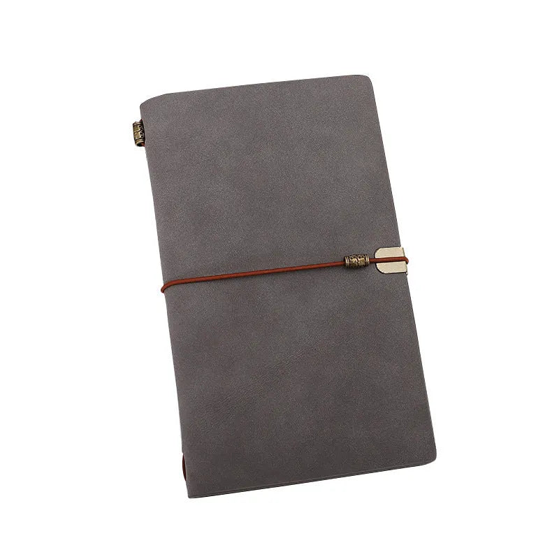 A6 notebook diary with imitation leather cover and cowhide rope binding in grey, pink or red colours