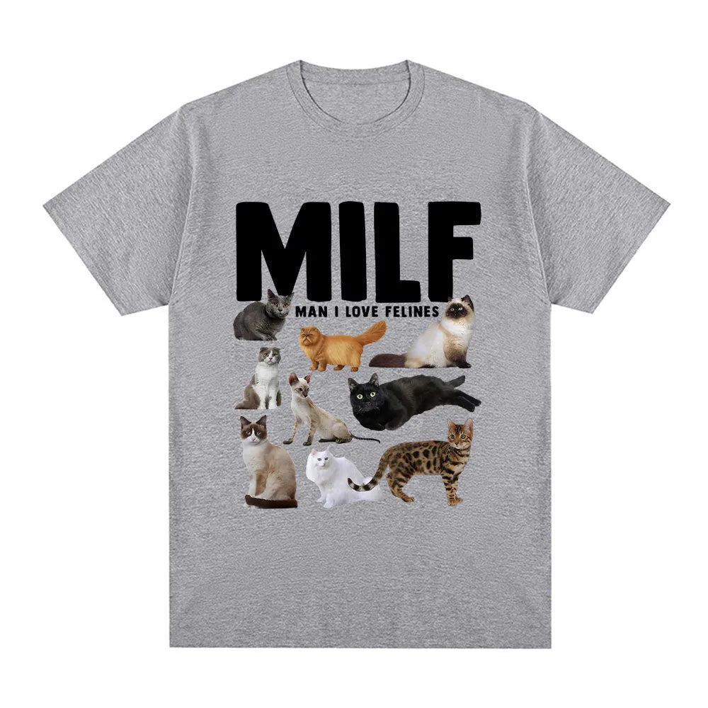 Geometric cat lover graphic printed on a short sleeve cotton T-shirt