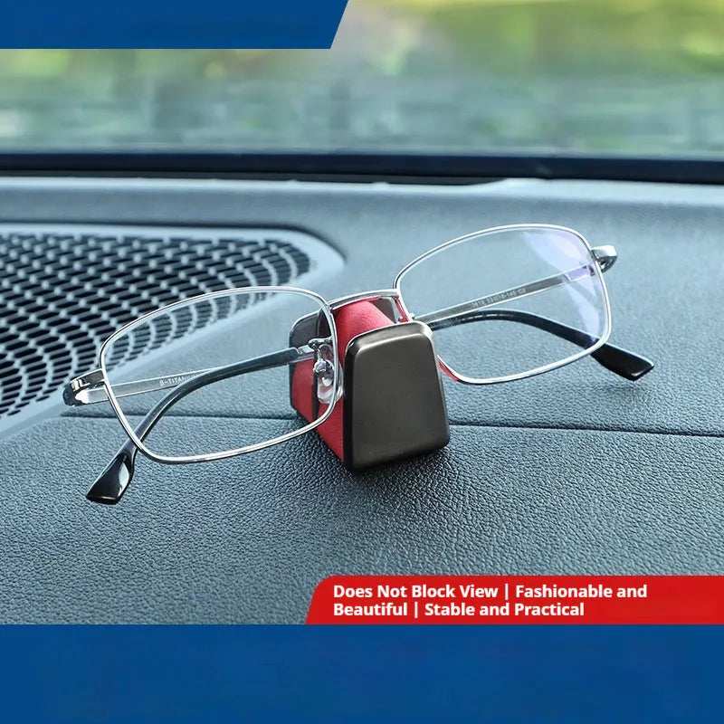 Zinc alloy car dashboard glasses clip with leather detail in black, gray, green, or red.