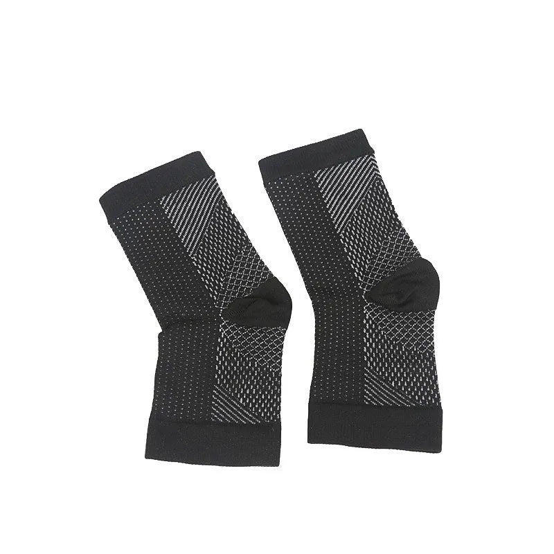 Korean-style functional compression sports sock in black, showing short tube length and elasticated design.