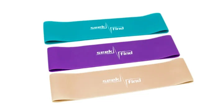 Resistance bands set with seamless integration, lightweight and portable for home gym workouts, available in blue block, pink, purple and blue