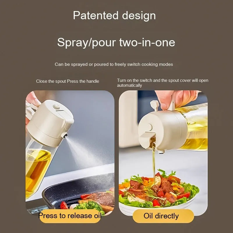 470ml glass olive oil sprayer dispenser with ergonomic handle in four colour options