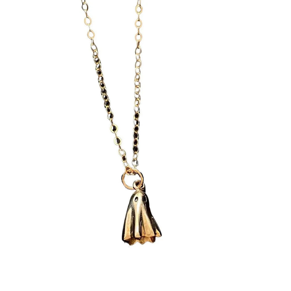 Ghost motif titanium steel pendant necklace with stainless steel chain in twisted cable figaro or mini staple styles