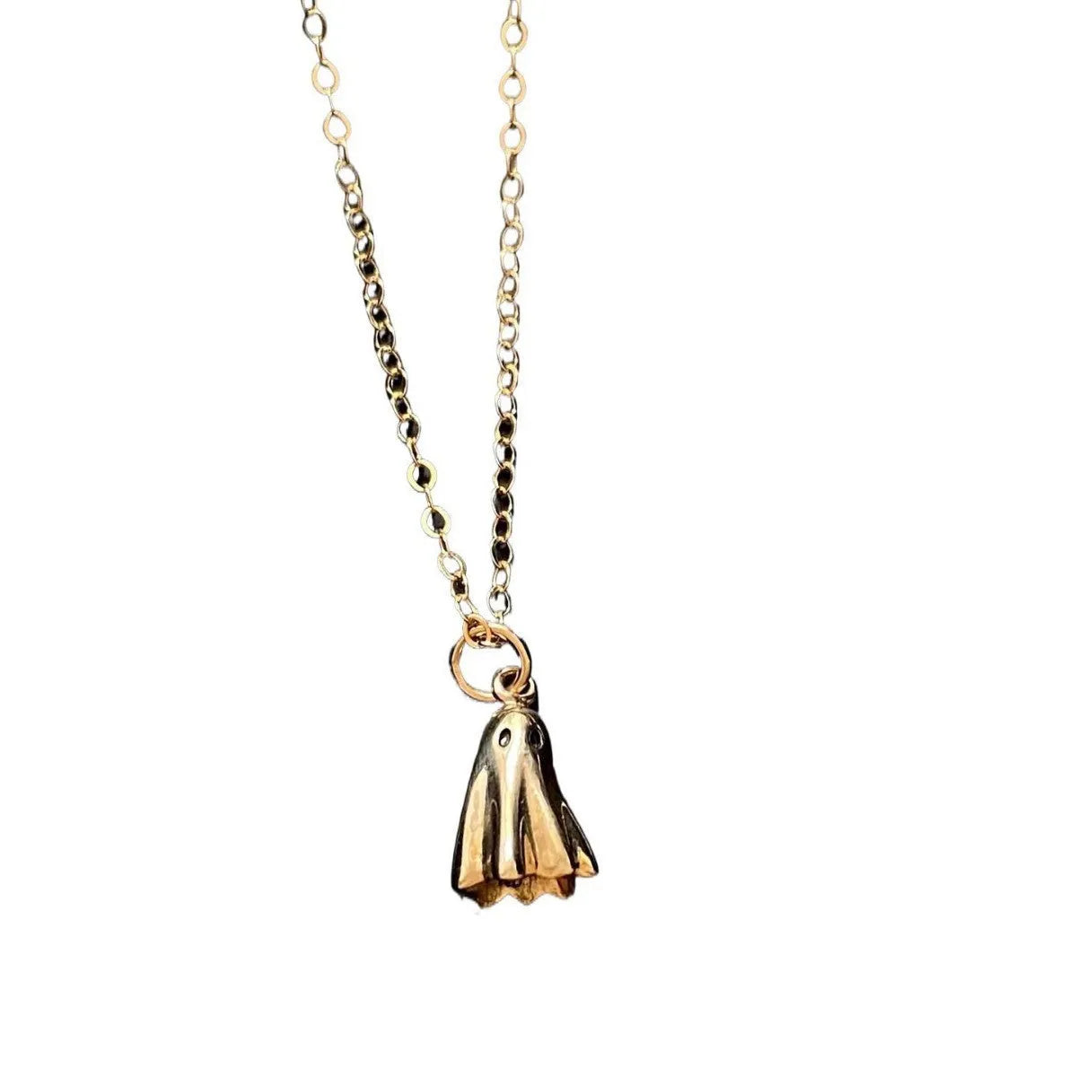 Ghost motif titanium steel pendant necklace with stainless steel chain in twisted cable figaro or mini staple styles
