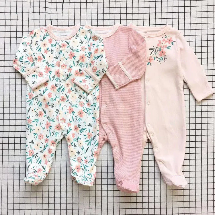 Baby crawling suit onesie in 100% cotton with soft treatment, animal pattern, single-breasted front, suitable for 1-3 year olds