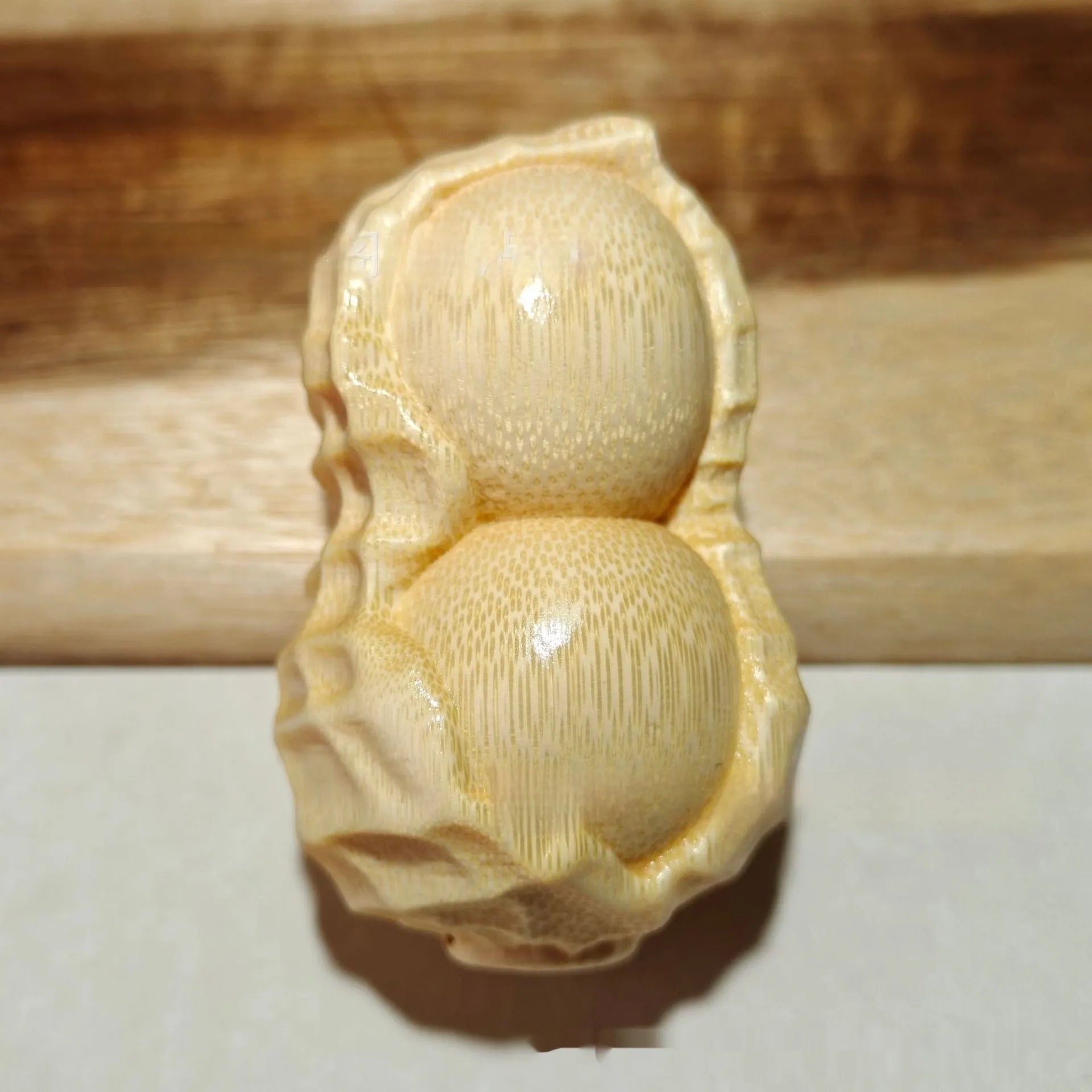 Natural bamboo peanut carving ornament with modern simplicity design
