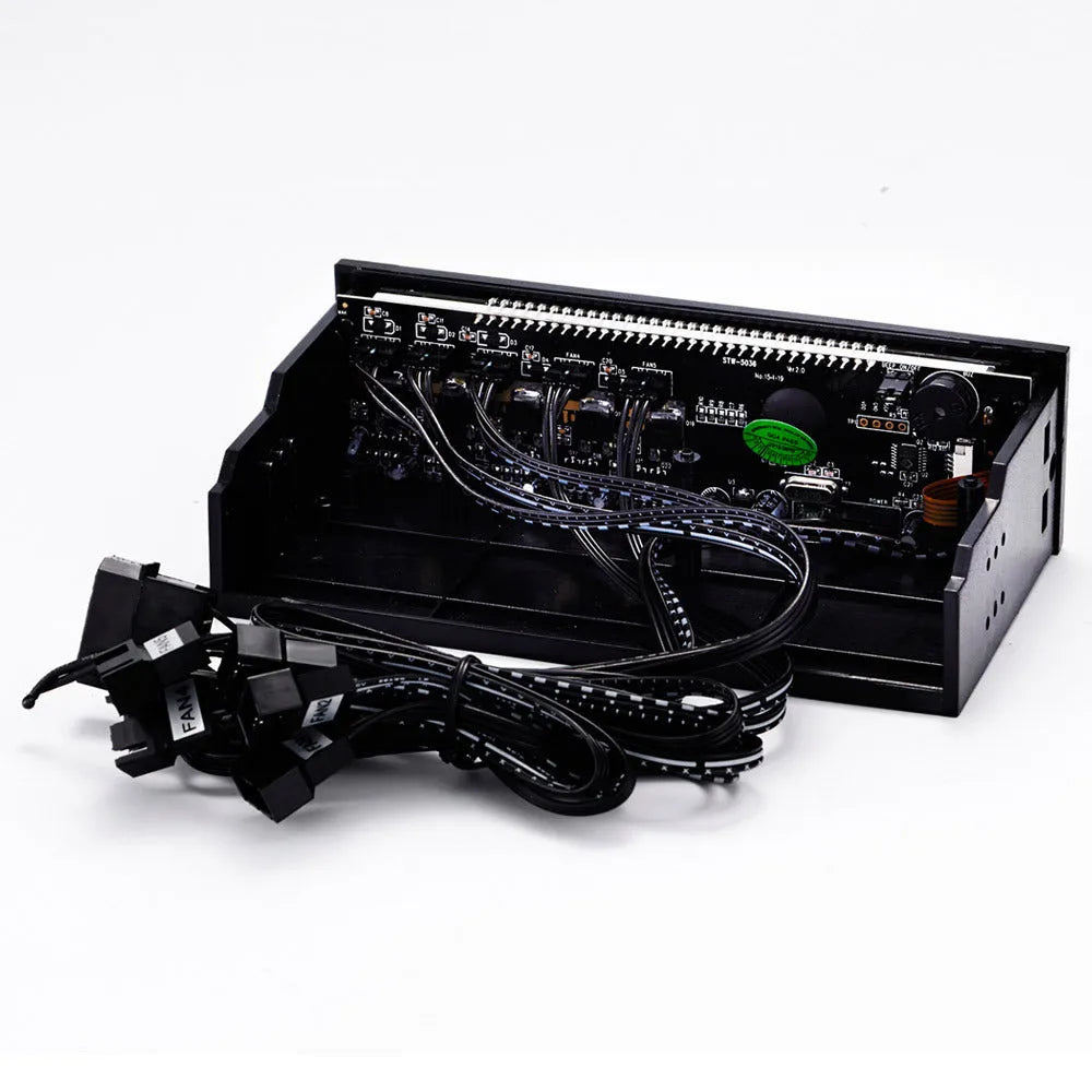 Black touch screen PC temperature controller unit designed for optical drive bay mounting.