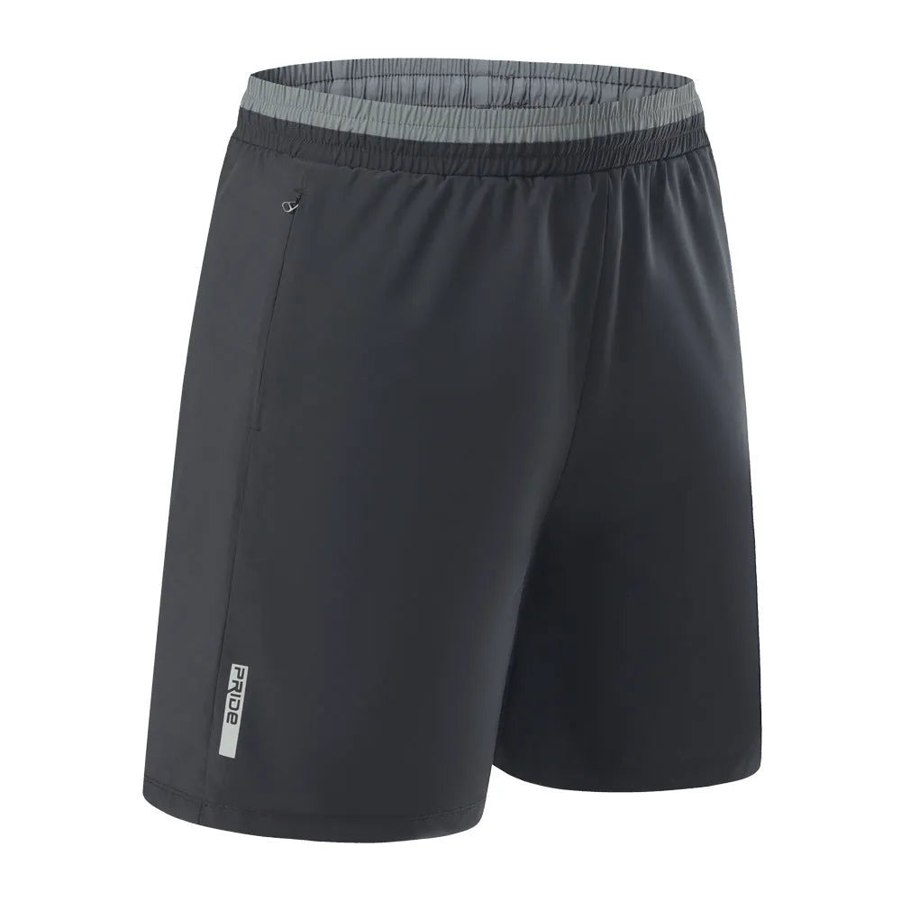 Men's loose grey Ice Silk cropped running pants on a plain background.